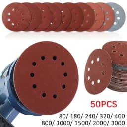 50 PCS Sanding Discs 125mm Round Shape Sandpaper 8 Hole Mixed Grit 80-3000 Hook And Loop Disk Sand Sheets Polishing Tools