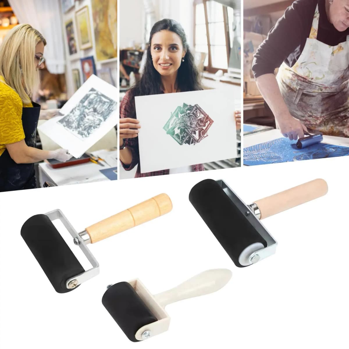 Professional Rubber Craft Roller Brayer Ink Painting Printmaking Roller Art Craft Projects Ink Stamping Tool Paint Roller