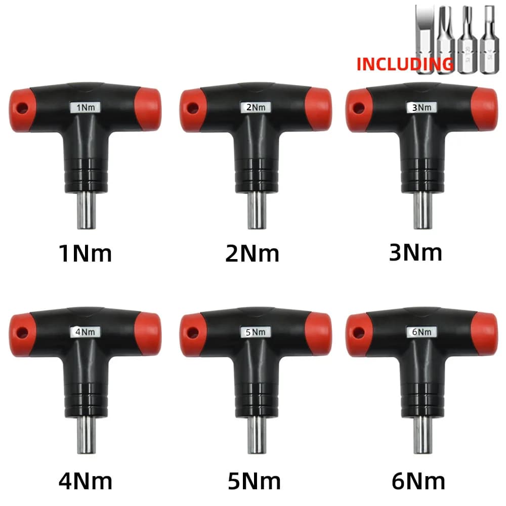 1- 6nm T-Type Fixed Torque Wrench Professional Small Manual Repair Tool With Multiple Specifications 5% Accuracy 4 Batch Heads