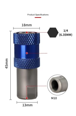 10mm Threaded to 1/4 Inch Hex Adapter Keyless Electric Drill Screwdriver Conversion Head Quick Release Drill Converter