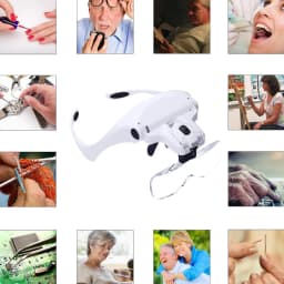 Headband Magnifying Glasses Illuminated Head Magnifier 1.0X 1.5X 2.0X 2.5X 3.5X 2 Lights Adjustable Lens Optical Magnify Glass