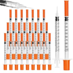 100Pcs 1ml Sterile Insulin Syringe, Individually Wrapped Plastic Syringe for Pet Veterinary Lab Industrial Dispensing