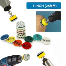7PCS 1inch 25mm Mini Diamond Polishing Pad Wet Sanding Disc with 2.35mm/3mm Shank Backing Holder for Jade Agate Marble Polishing