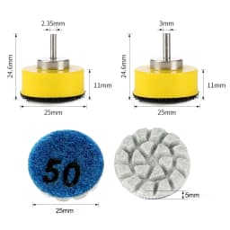 7PCS 1inch 25mm Mini Diamond Polishing Pad Wet Sanding Disc with 2.35mm/3mm Shank Backing Holder for Jade Agate Marble Polishing