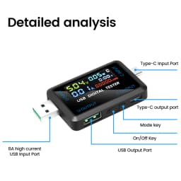Fast Charging Tester 10 in 1 USB 4.5-36V 0-8A Voltmeter Current Voltage Meter Volt Ammeter Detector Power Bank Charger Indicator