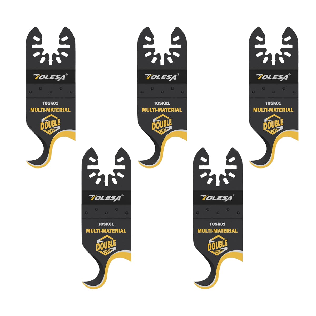 TOLESA 5PCS Oscillating Multi tool Hook Knife Blade, Multitool Saw Blades for Cutting Soft Materials Roofing Shingles Carpet