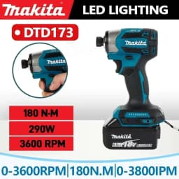 Makita DTD173 1800RPM Cordless Impact Driver 180N.m Brushless Motor Electric Drill Wood/Bolt/T-Mode For Makita Battery