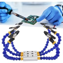 Bench Vise Soldering Station with 4/6 Flexible Arms & Soldering Iron Holder – PCB Welding Repair Tool, Aluminum Alloy Base