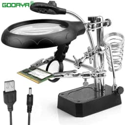 Welding Magnifying Glass LED Light Auxiliary Clip loupe Magnifier 3 In1 Hand Soldering Solder Iron Stand Holder Station