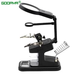 Welding Magnifying Glass LED Light Auxiliary Clip loupe Magnifier 3 In1 Hand Soldering Solder Iron Stand Holder Station