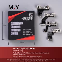 YCS 4Pcs Dot Matrix Diamond Cover – Front Camera Lens Protector Anti-Dust & Anti-Touch For iPhone X~17 Pro Max Face ID Repair