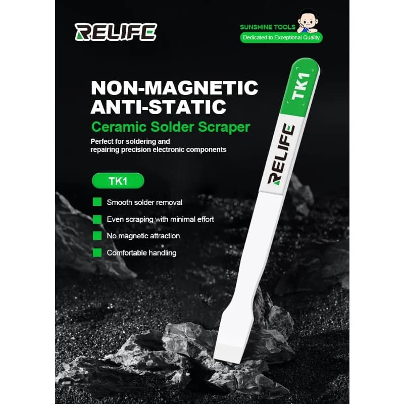 RELIFE TK1 Ceramic Tin Scraper Welding Non Magnetic Adsorption High Temperature Resistance Anti Oxidation BGA Stencil Repair