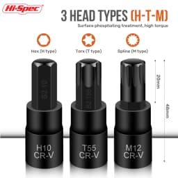 Chrome Vanadium Alloy Steel Hexagonal Socket Set Torx Tool Socket Head Applicable to Manual Wrench S2 Blackened Box Hexagon Bit