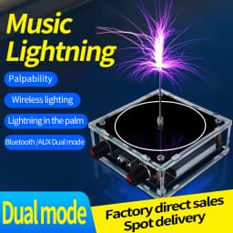 Music Tesla Coil Bluetooth/AUX Dual Mode Music Box Artificial Lightning Touchable Audio Input Bluetooth Science Experiments 