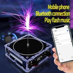 Music Tesla Coil Bluetooth/AUX Dual Mode Music Box Artificial Lightning Touchable Audio Input Bluetooth Science Experiments 