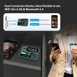 Smart Beef Meat Thermometer Wireless Bluetooth BBQ Thermometer with Long&Short Probes Precision Food Temp Gauge for Cooking