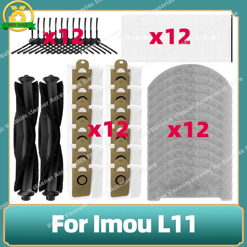 For Imou L11 A L11 Vacuum Cleaner Spare Accessories Main Side Brush Hepa Filter Dust Bag Mop Cloths Rag Replacement Parts