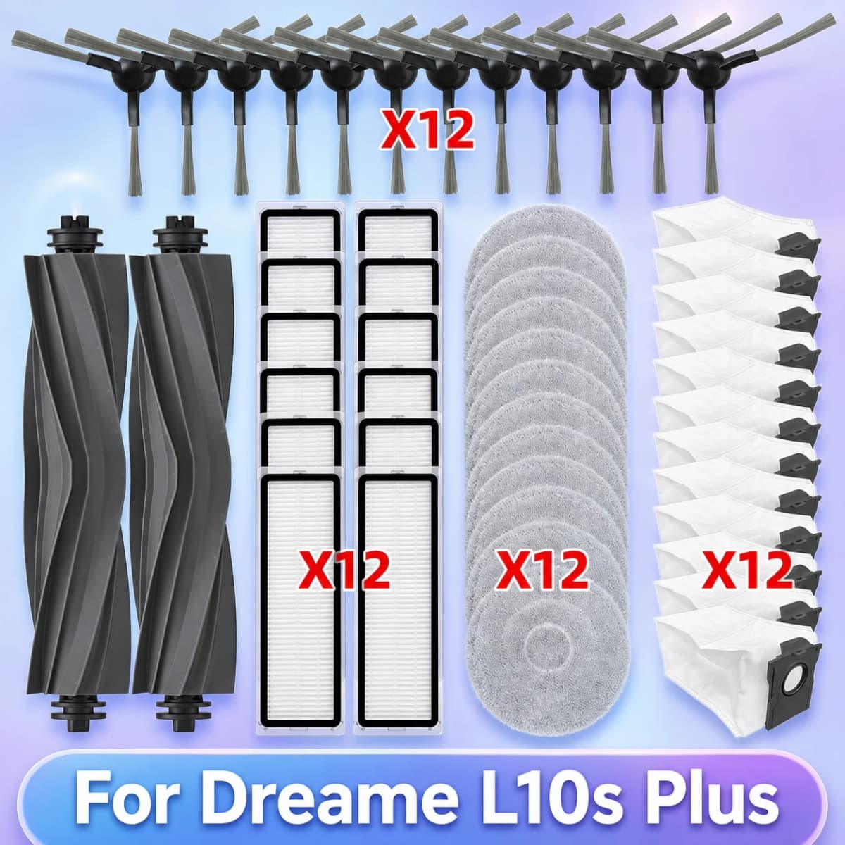 Compatible For Dreame L10s Plus RLL42SD Replacement Parts Main Roller Side Brush Hepa Filter Mop Pad Cloth Dust Bag Accessories