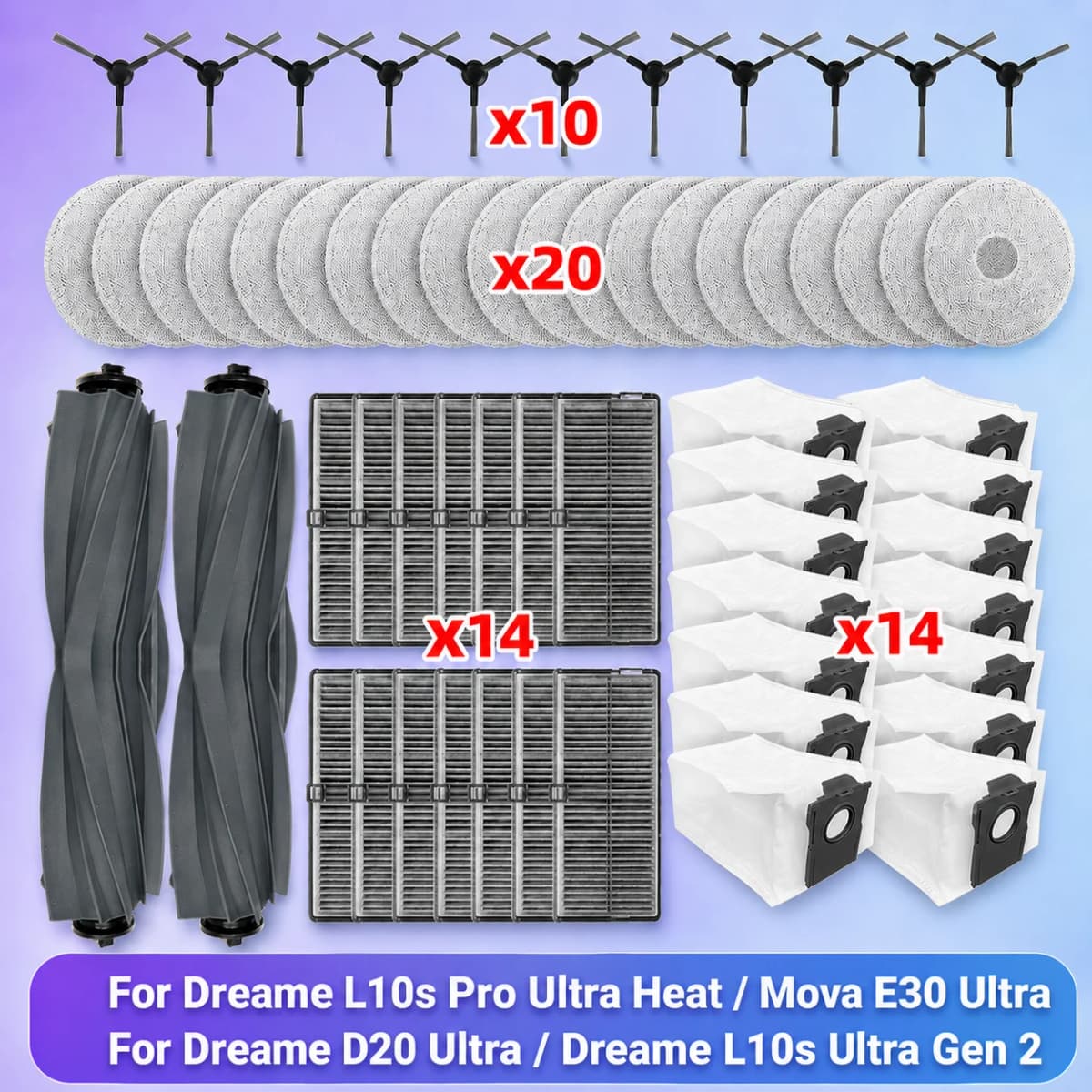 Fit For Dreame L10s Pro Ultra Heat / L10s Ultra Gen 2 / D20 Ultra / Mova E30 Ultra / P10 Ultra Brush Filter Mop Cloth Bag