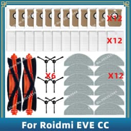 Compatible For Roidmi EVE CC SDJ12RM Replacement Parts Accessories Filter Main Side Brush Mop Cloth Dust Bag