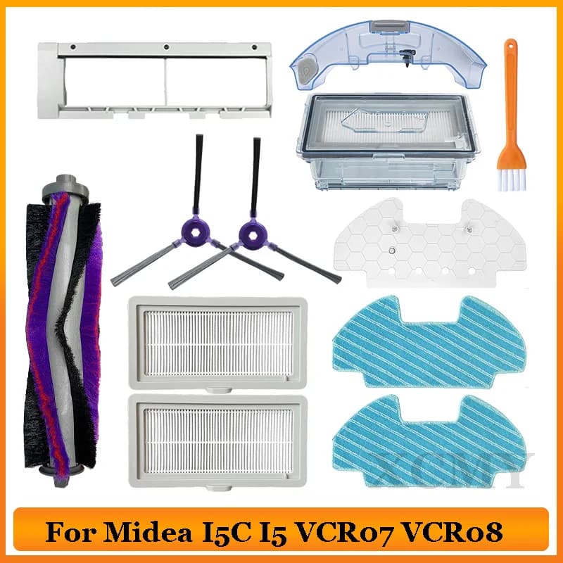For Midea I5 I5C VCR07 VCR08 Robot Vacuum Cleaner Midea I5C Spare Parts Roller Brush Mop Bracket Dust Box Water Tank Accessories