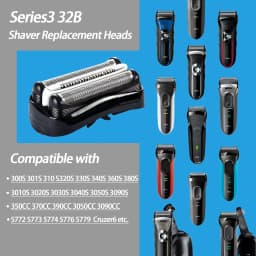 Braun 32B Shaver Head Foil Cutter Cassette Black Men's Electric Shaver Replacement Blade for 3000s 3010s 3040s 3050cc 3070cc