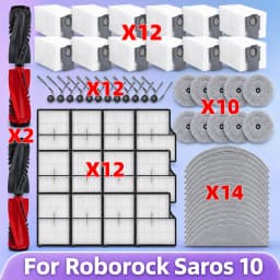 Compatible For ( Roborock Saros 10 / Roborock S9 MaxV Ultra ) Vacuum Parts Main Roller Side Brush HEPA Filter Mop Cloth Dust Bag