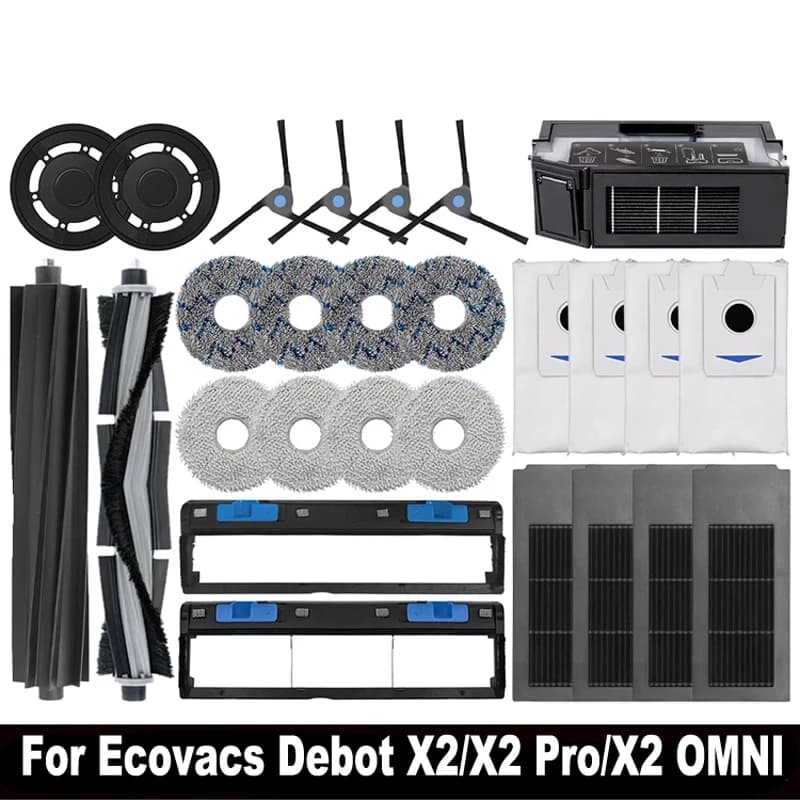 For Ecovacs Deebot X2 Omni / X2 Pro / X2 Robot Vacuum Accessories Roller Main Side Brush Hepa Filter Mop Cloth Dust Bag Parts