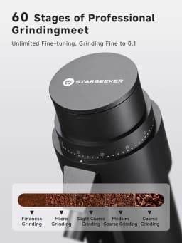 STARSEEKER EDGE PLUS Electric Coffee Grinder 63MM Titanium Burr Stepless Fineness Adjustment Removable Magnetic Suction Port