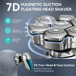KENSEN S18 Electric Head Shaver Magnetic 7D Floating Blade 5 in 1 Grooming Kits Wet/Dry Head Shaving Machine Nose Trimmer Barber