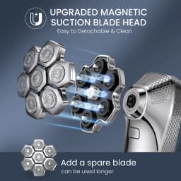 KENSEN S18 Electric Head Shaver Magnetic 7D Floating Blade 5 in 1 Grooming Kits Wet/Dry Head Shaving Machine Nose Trimmer Barber