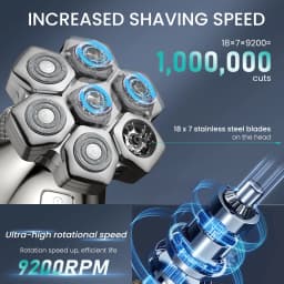 KENSEN S18 Electric Head Shaver Magnetic 7D Floating Blade 5 in 1 Grooming Kits Wet/Dry Head Shaving Machine Nose Trimmer Barber