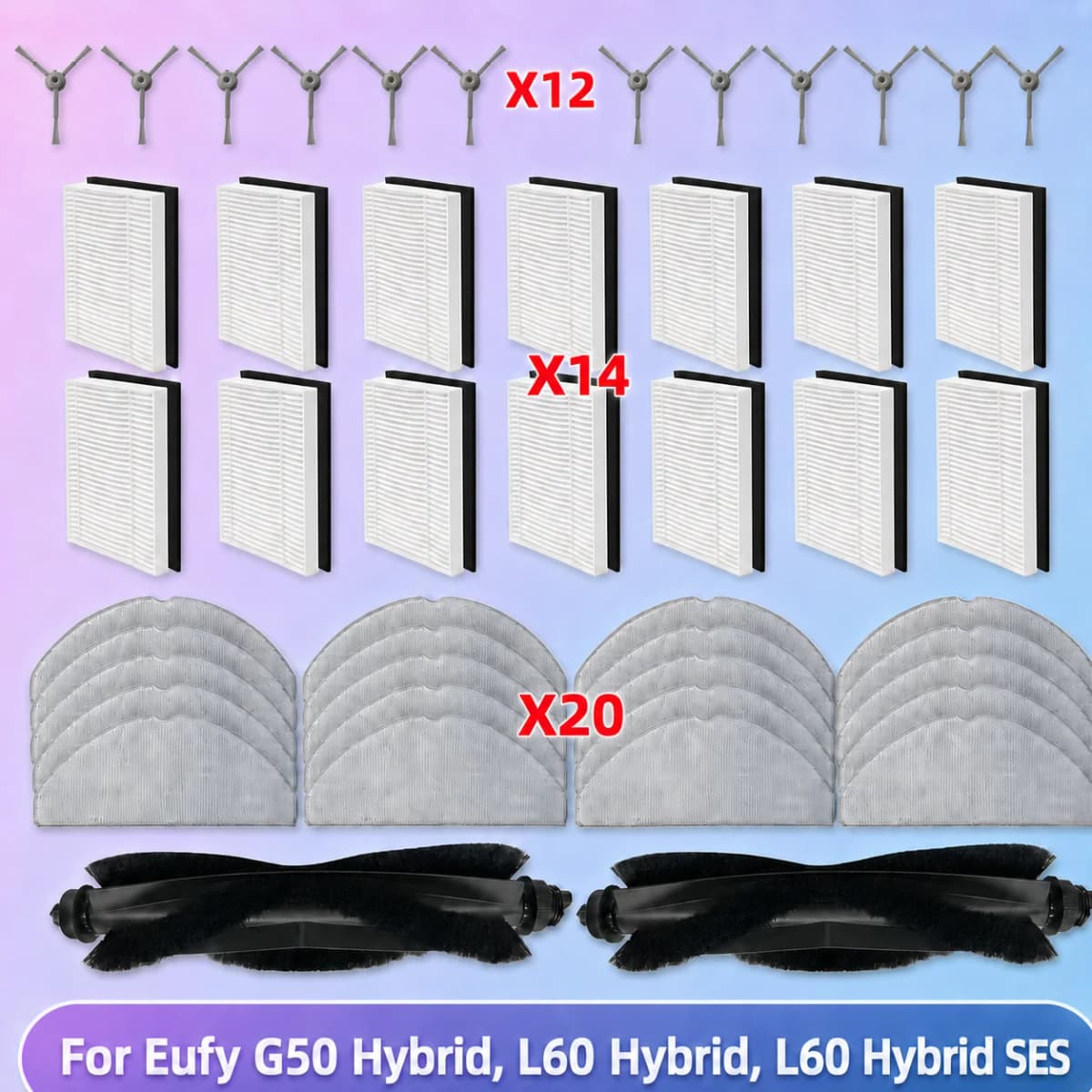 Fit For Eufy G50 Hybrid, L60 Hybrid / L60 Hybrid SES Vacuum Parts Roller Side Brush Hepa Filter Mop Cloth Dust Bag Accessories