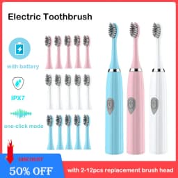 Electric Toothbrush IPX7 Waterproof Sonic Toothbrush DuPont Soft Bristles Adult Large Button Vibration Intelligent Toothbrush