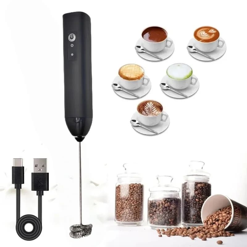MINI Milk Frother USB Rechargeable 3 Speeds Foam Maker Coffee Whisk Mixer Electric Handle Blender Egg Beater