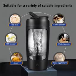 630ml Electric Protein Shaker Cup with Powder Storage Container Mixer Cup Gym Sport Water Bottles with Wire Whisk Ball Drinkware