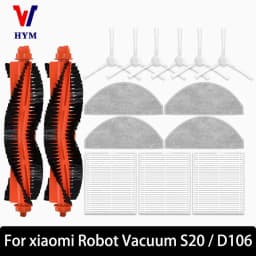 For Xiaomi Robot Vacuum S20 / D106 Accessories Main Side Brush Hepa Filter Mop Cloth Dust Bag Replacement Spare Parts