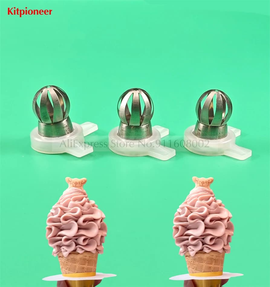 3 Pieces Mould Nozzle Cap Flower Petals Shaped Nozzles New Spare Parts Of YKF Soft Serve Ice Cream Machines Replacement Fittings