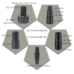 5pcs Universal Vacuum Hose Adapter Kit Reducer Converter From 1 1/2 Inch To 1 1/4inch Dust Extraction Hose Connector