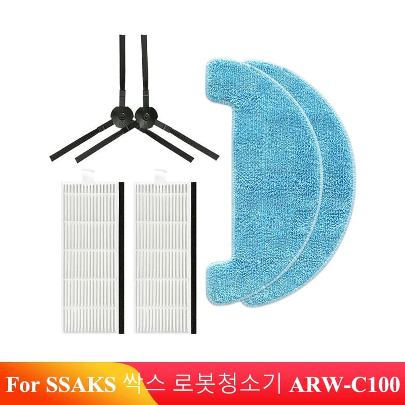Replacement Accessories For SSAKS 싹스 로봇청소기 ARW-C100 Robot Vacuum Cleaner Side Brush Hepa Filter Mop Rag Fit Home Spare Parts