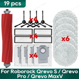 Fit for Roborock Qrevo Pro, Qrevo MaxV, Qrevo S, Qrevo Plus Accessories Mop Hepa Filter Main Side Brush Replacement Parts