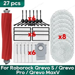 Fit for Roborock Qrevo Pro, Qrevo MaxV, Qrevo S, Qrevo Plus Accessories Mop Hepa Filter Main Side Brush Replacement Parts