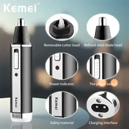 Kemei KM-6630 4-in-1 Professional Electric Rechargeable Nose & Ear Hair Trimmer Shaver for Men's Personal Care Tools Trimmer