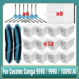 Compatible For Cecotec Conga 9590 / 9990 / 10090 AI Spin Revolution Ultra Power Home Parts Side Brush Filter Dust Bag