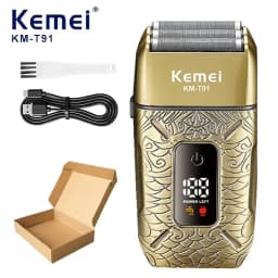 Kemei Electric Triple Blades Razor Rechargeable Barber Foil Shavers Professional Cordless Bald Head Shaving Machine Men KM-T91
