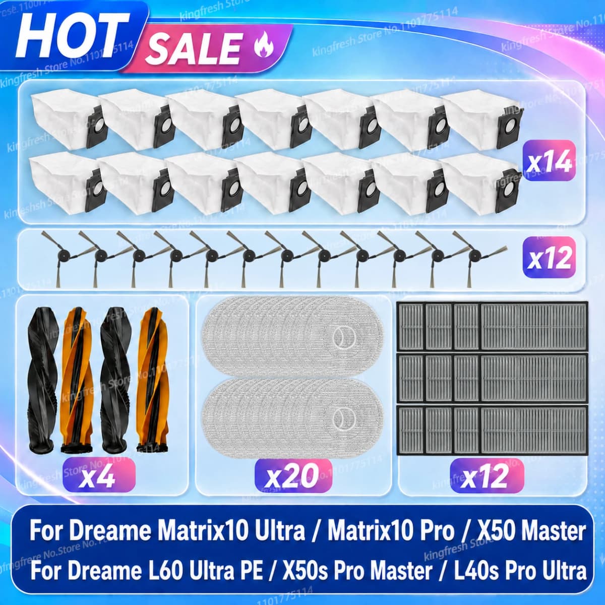Fit For Dreame Matrix10 Ultra/ Matrix10 Pro/L60 Ultra PE/ X50 Master/ X50s Pro Master/ L40s Pro Ultra Brush Filter Mop Cloth Bag