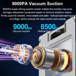 Window Vacuum Robot Cleaner WD9,4-Way Water Spray, Floating Scraper Tech,Wet Dry Scrape & Wipe in One,Home Wall Glass Cleaning