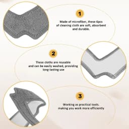 Cleaning Mops for ABIR WD8 Window Cleaner Robot,Reusable Washable Rags for Washing Windows Glass Spare Parts,6/ 12/ 18 pcs cloth