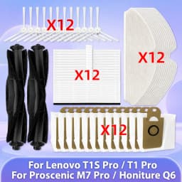 Fit For Lenovo T1S Pro / T1 Pro/ Proscenic M7 Pro / Honiture Q6 Parts Roller Side Brush Cover Guard Filter Mop Cloth Dust Bag