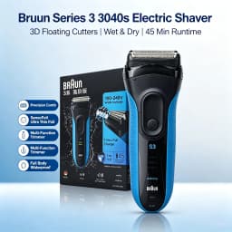 Braun 3040S Shaver Floating Foil Cutter Reciprocating Electric Shaver with Sideburns Trimmer for Man 110V-220V
